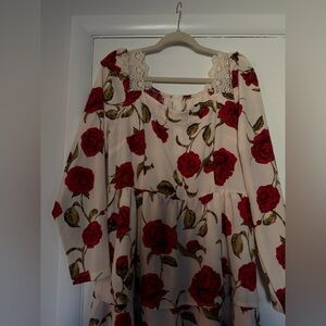 Floral Lace-Trimmed Women's Top